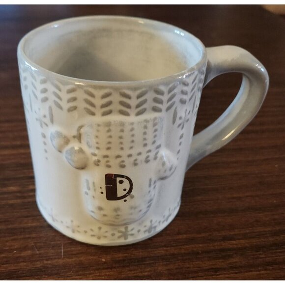 Anthropologie Mitten Snowflake Coffee Mug Monogram Initial D Winter Holiday Cozy - Picture 1 of 5